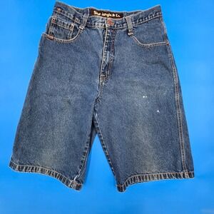 5ive Jungle & Co Men Baggy Denim Shorts 34 Blue Medium Wash Y2K Streetwear Jorts